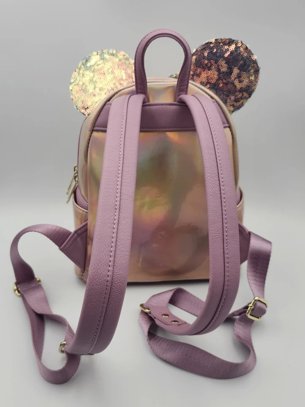 Walt Disney 50 Anniversary Earidescent Sequin Mickey Ear Backpack Loungefly Pink